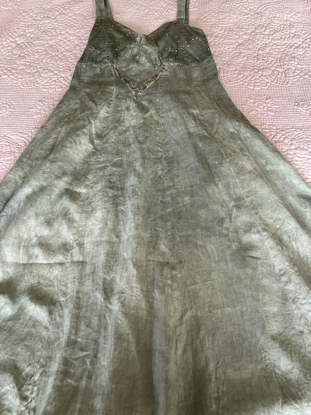 Never Worn Italian linen Olive dress